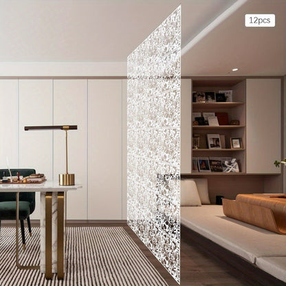 Kamerscherm – Roomdivider – Scheidingswand – Paravent – Paneelscherm – 12 Panelen – Wit – 40x40 cm – Lichtgewicht Polypropyleen Met IJzeren Ringen
