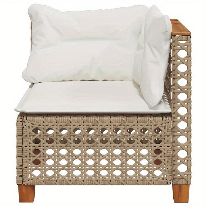 Buitenbank – Loungesofa – Loveseat – Tuinbank – Terrasbank – Beige Kussens – Weerbestendig Gevlochten Resin – Stevig Stalen Frame