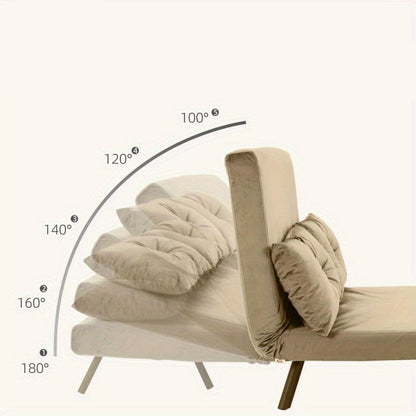 Slaapbank – Sofa Bed – Bedbank – Logeerbed – Zitslaapbank – Lichtbruin – Verstelbare Rugleuning – Fluwelen Bekleding – 102x73x81 cm – Slipvast – Zacht Comfort