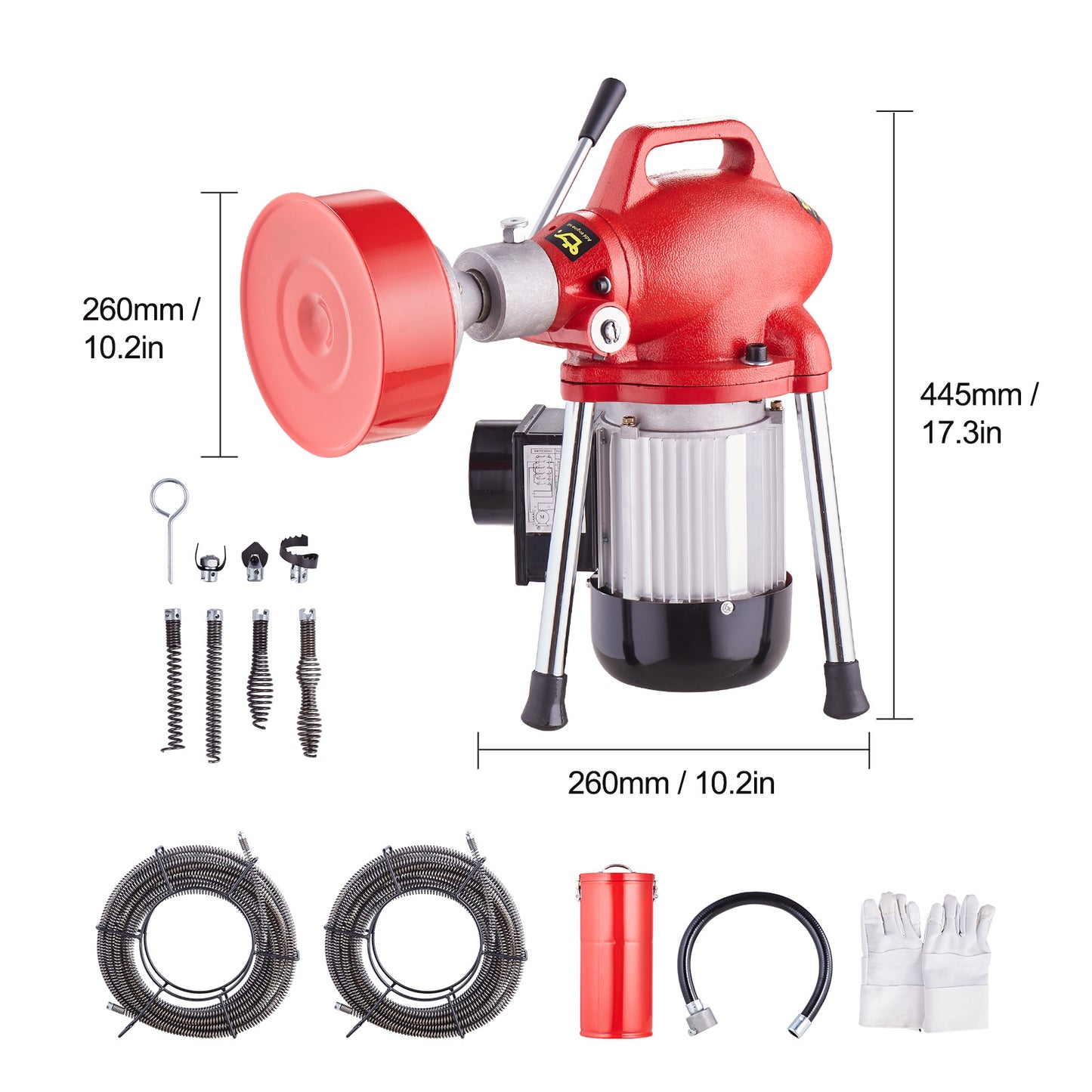 Ontstopper – Rioolontstopper – Gootsteenontstopper – WC Ontstopper – Afvoerontstopper – 370W Motor – 36,5 Meter Gehard Stalen Kabel
