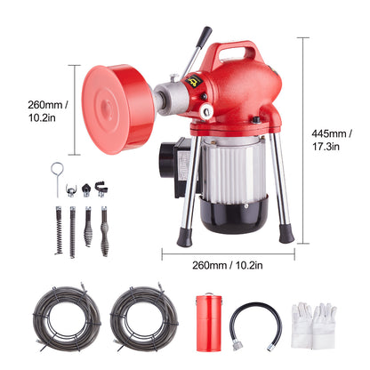 Ontstopper – Rioolontstopper – Gootsteenontstopper – WC Ontstopper – Afvoerontstopper – 370W Motor – 36,5 Meter Gehard Stalen Kabel