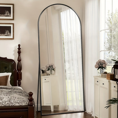 Vloerspiegel – Volledige Lengte Spiegel – Staande Spiegel – Grote Spiegel – Boogspiegel – Aluminium Frame – Schokbestendig Glas – 180x66 cm – Vrijstaand Design