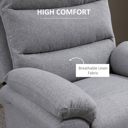 Relaxfauteuil – Verstelbare Loungefauteuil – Ligstoel – Tv-fauteuil – Zithoekstoel – Verstelbare Rugleuning 165° – Linnen Stof Lichtgrijs 91x92x102 cm