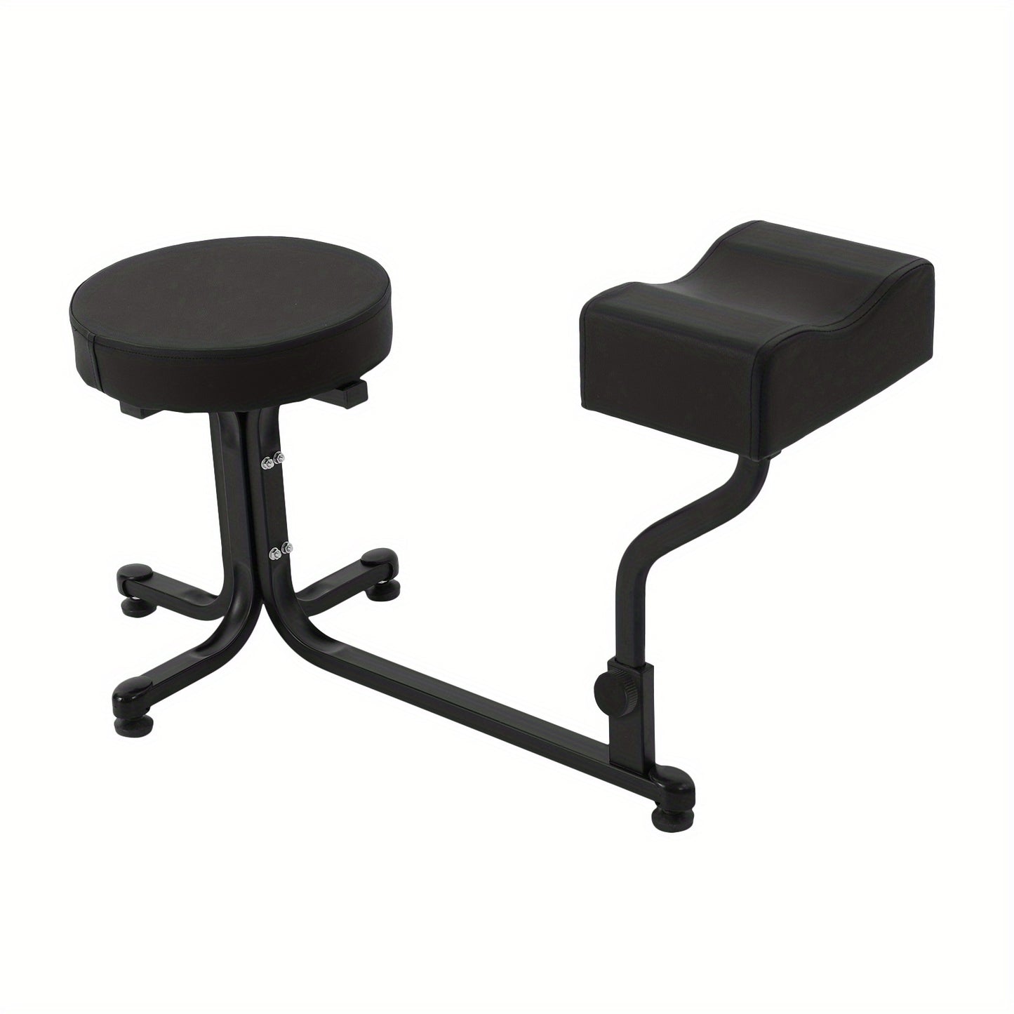Pedicurekruk – Zadelkruk – Voetensteun – Nagelkruk – Werkkruk – Verstelbare Hoogte – Stevig Metalen Frame – Comfortabel PU-Leren Zitvlak – Max. Belastbaarheid 99,7 kg – Zwart