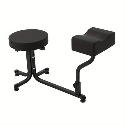 Pedicurekruk – Zadelkruk – Voetensteun – Nagelkruk – Werkkruk – Verstelbare Hoogte – Stevig Metalen Frame – Comfortabel PU-Leren Zitvlak – Max. Belastbaarheid 99,7 kg – Zwart