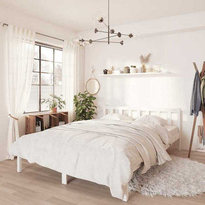 Solid Pine Wood Bed Frame 160x200cm - Removable & Durable White Wooden Frame with High-Quality Construction, Modern Minimalist Design for Contemporary Bedrooms, Bed Frame for Bed, Bedroom Furniture, Clean Line Furniture, Natu