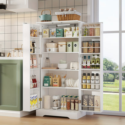 Keukenkast – Keukenrek – Opbergkast – Buffetkast – Wandkast – Wit – Verstelbare Planken – Dubbele Deuren