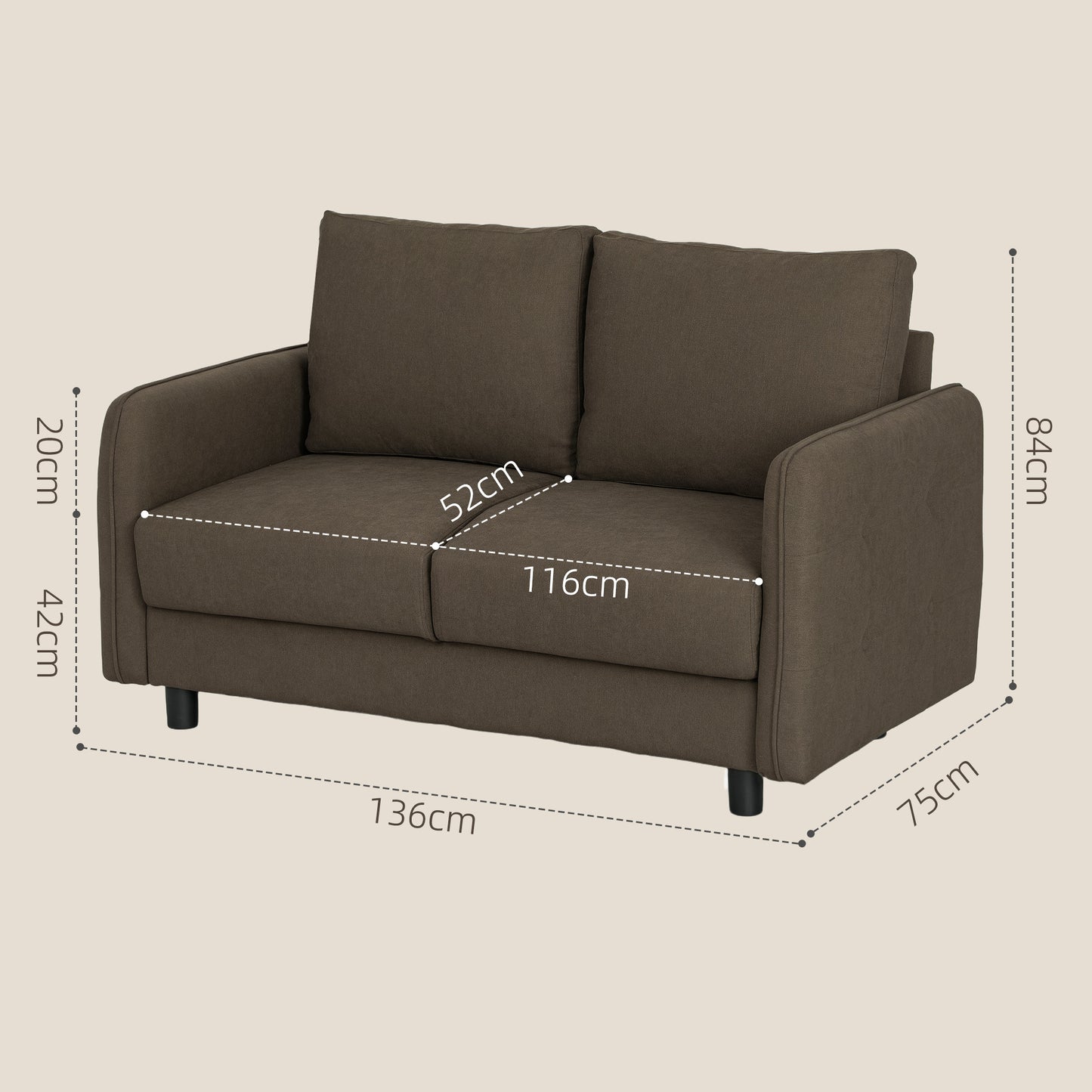 Bankstel – 2-Zitsbank – Sofa – Loveseat – Zitbank – Fluwelen Bekleding – Met Opbergruimte – Compact Formaat – Stevig Comfort