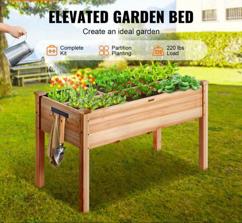 Tuinbak – Verhoogde Plantenbak – Bloembak – Moestuinbak – Kruidenbak – Hout – Compact Rechthoekig Model – 47,2x22,2x76,2 cm – Comfortabel Tuinieren Zonder Bukken