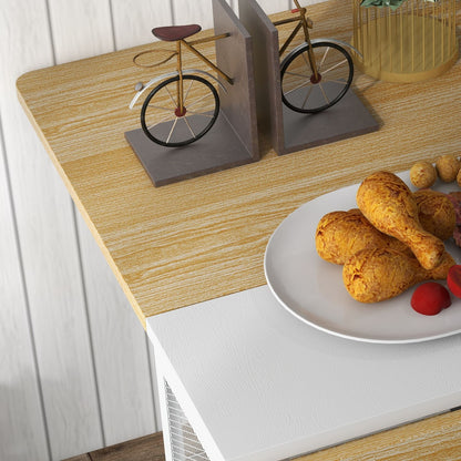 Uittrekbare Eettafel – Inklapbare Tafel – Opvouwbare Eettafel – Uitklapbare Keukentafel – Compacte Werktafel – Wit – 4 Opslagrekken – Duurzaam Metaal