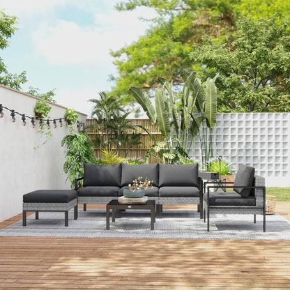 Tuinmeubelset – Buitenmeubelen – Loungeset – Balkonset – Garden Set – Lichtgrijs – Stevig Metalen Frame – Afneembare Kussens