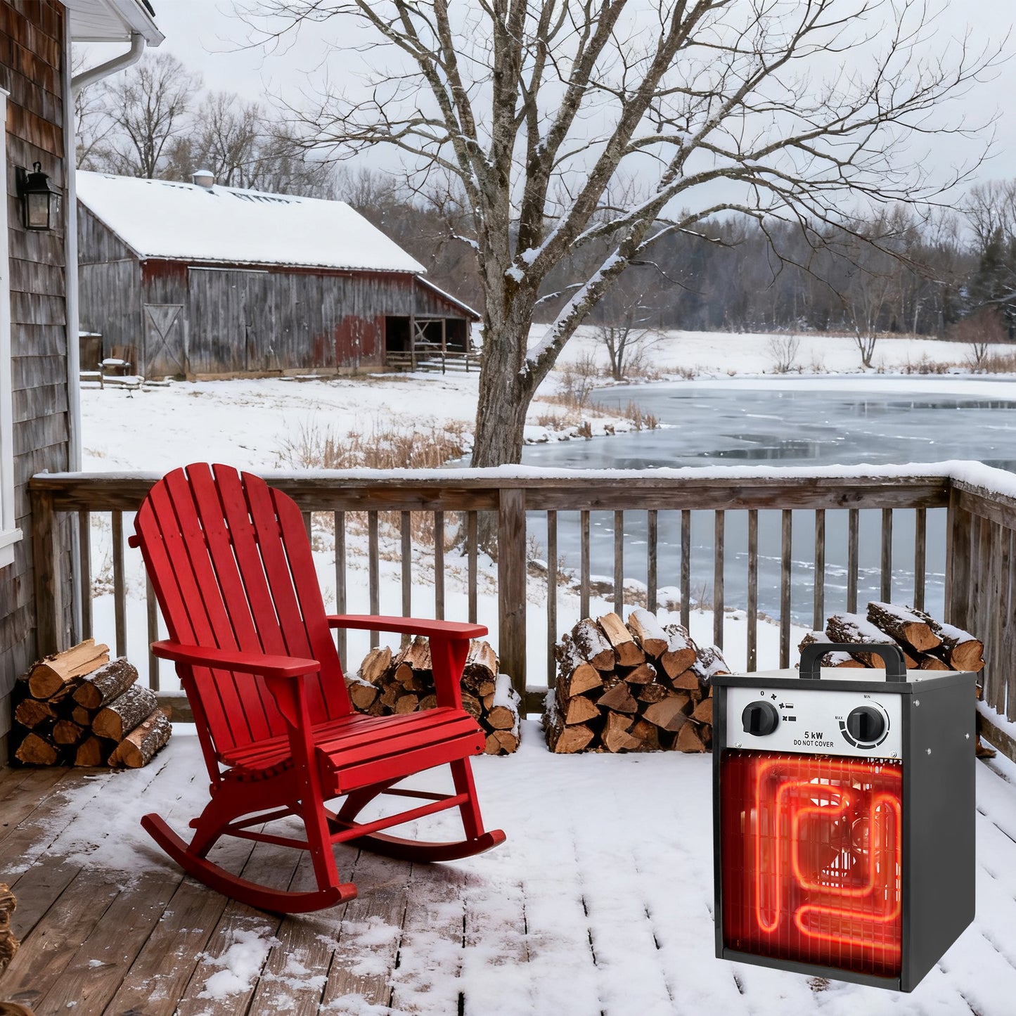 Terrasverwarmer – Tuinverwarming – Terras Heater – Elektrische Kachel – Buitenshuis Verwarming – 5000W Vermogen – Draagbaar Vrijstaand Ontwerp