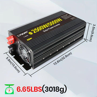 Omvormer – Spanningsomvormer – Stroomomvormer – Auto-omvormer – Power Inverter – 2500W Continu Vermogen – LED Display Met USB Poort