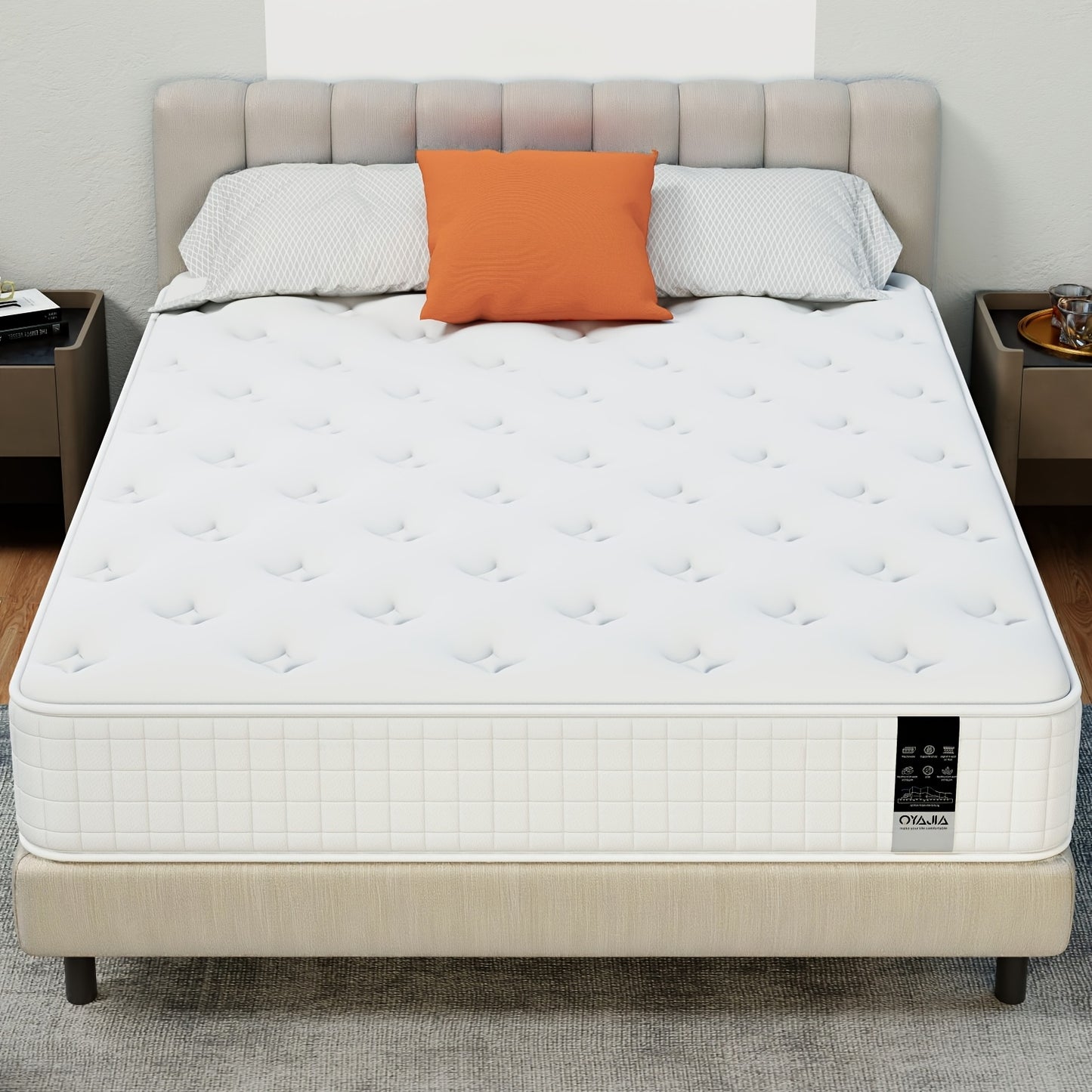 Single/Double Pocket Spring & Memory Foam Mattress with Cooling Gel - Medium Firm Bed, Motion Isolation, 7-Zone &, Individually Wrapped Springs Suitable for Back, Spinal, Sleep