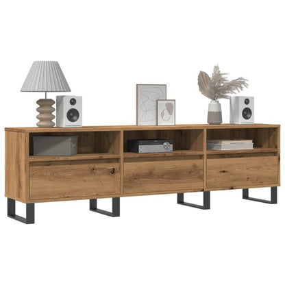 Tv-meubel – Tv-kast – Tv-tafel – Tv-meubelen – Tv-dressoir – Eikenhout – 150x30x44,5 cm – 3 Lades & 3 Legplanken