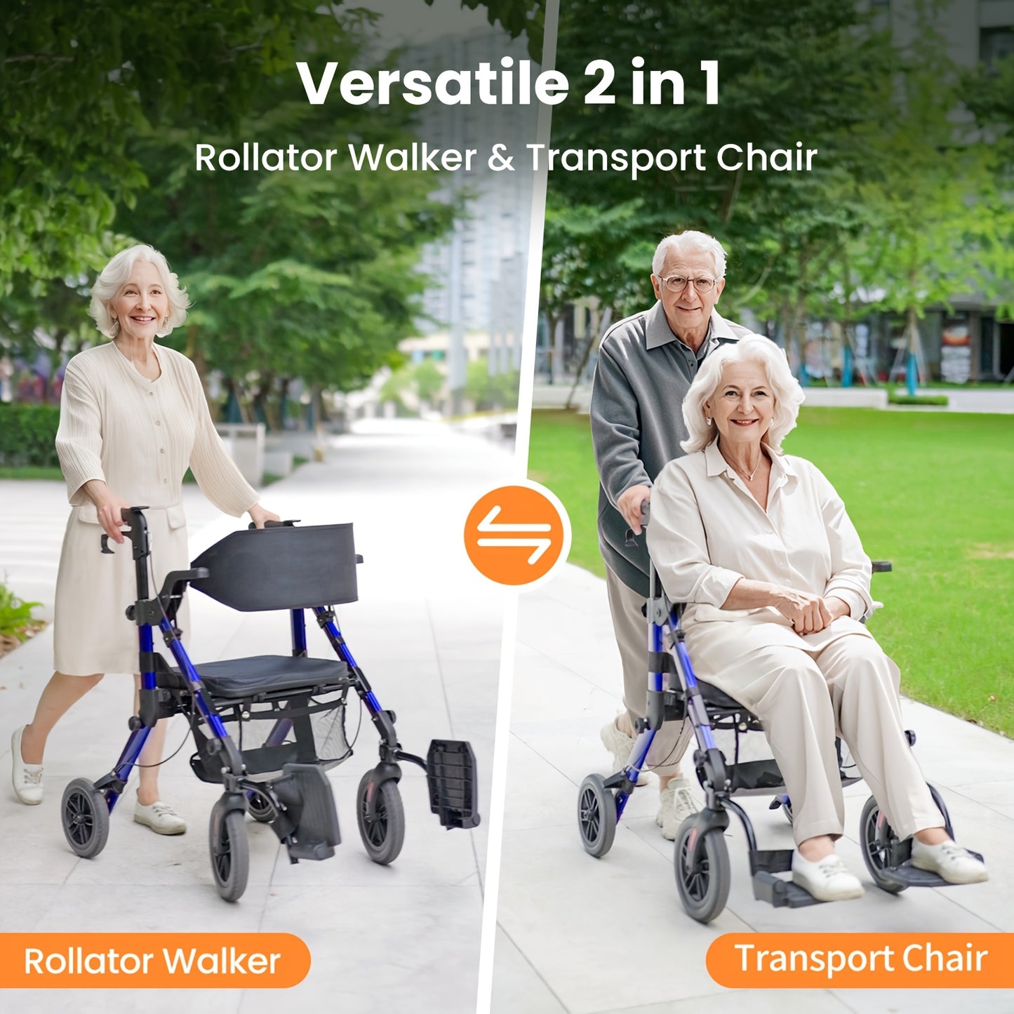 Rollator – Looprek – Mobiliteitshulpmiddel – Wandelwagen – Transportstoel – Lichtgewicht en Opvouwbaar – Inclusief Zitfunctie en Remsysteem