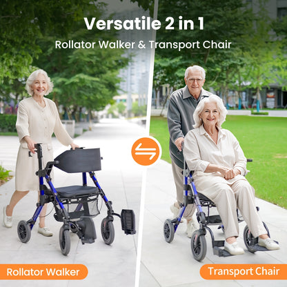 Rollator – Looprek – Mobiliteitshulpmiddel – Wandelwagen – Transportstoel – Lichtgewicht en Opvouwbaar – Inclusief Zitfunctie en Remsysteem