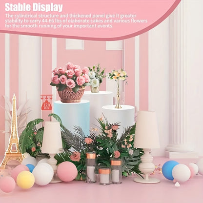 Displaystandaard – Presentatierek – Voetstuk – Podium – Cilindrisch – Set Van 3 – Metaal Wit – Draagkracht 20-30kg – Stabiel En Duurzaam