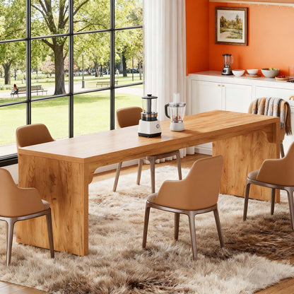 180x59x75cm Extra Long Dining Table | Multi Functional Farmhouse Brown Dinner Table for Home Dining, Conference Meal, Family Gathering, Daily Gift Idea and Home Essential - BYBLIGHT, Contemporary Style, Engineered Wood Top an