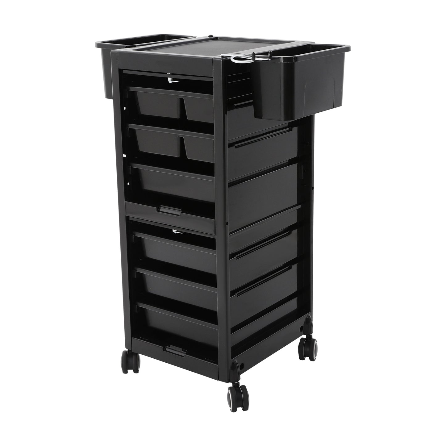 Heavy-Duty Rolling Salon Storage Cart with 6 Trays & 2 Baskets - Mobile Beauty Organizer with Locking Wheels, Large Capacity Salon Cart, Sturdy Metal Frame & ABS Construction, Space-Saving Design for Salon, Spa, Barber Shop,