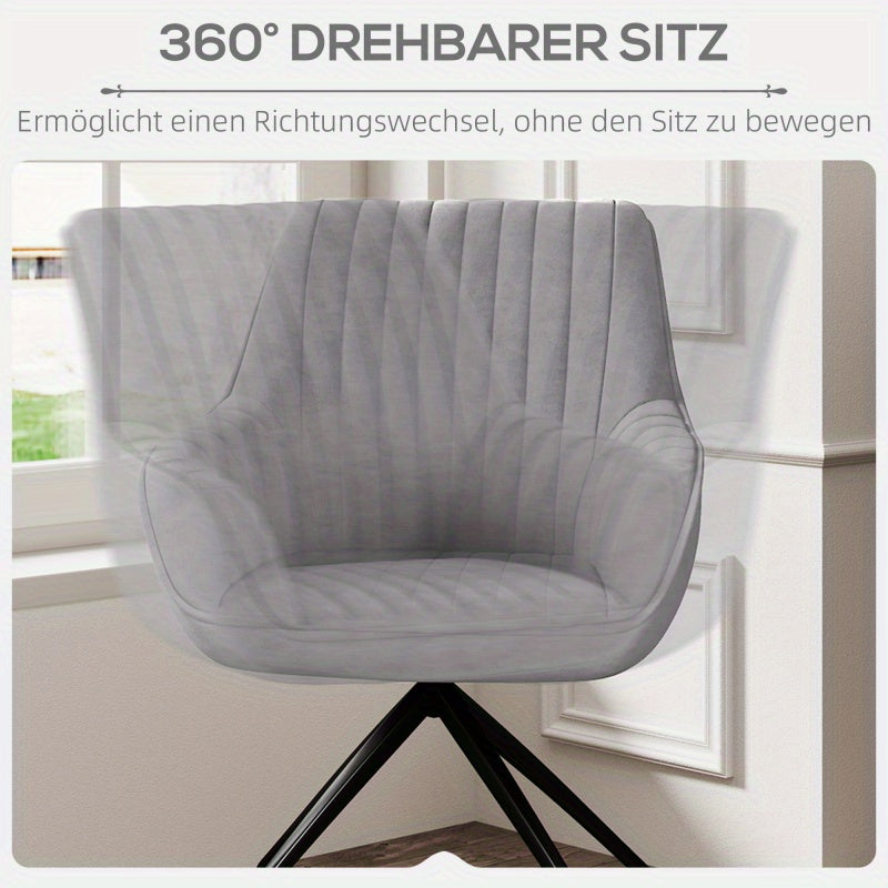 Draaifauteuil – Loungefauteuil – Schommelstoel – Stoel – Fauteuil – Donkergrijs – 360° Draaifunctie – Stevige Metalen Pootjes