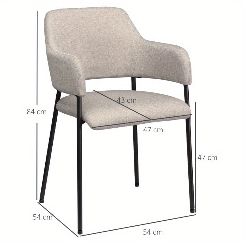 Eetkamerstoelen – Keukenstoelen – Dining Stoelen – Stoelen Met Rugleuning – Gepolsterde Stoelen – Metalen Poot – Comfortabel Zitvlak – 54x54x84 cm – Beige Modern Design