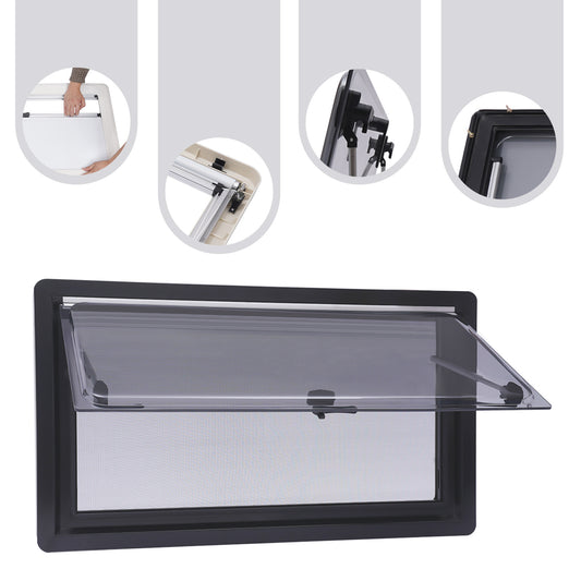 Ventilatieraam Camper – Camperraam – Caravanraam – Busraam – Buscamperraam – 900x500 mm – Insectenscherm & Vergrendeling – Stevig Aluminium Frame