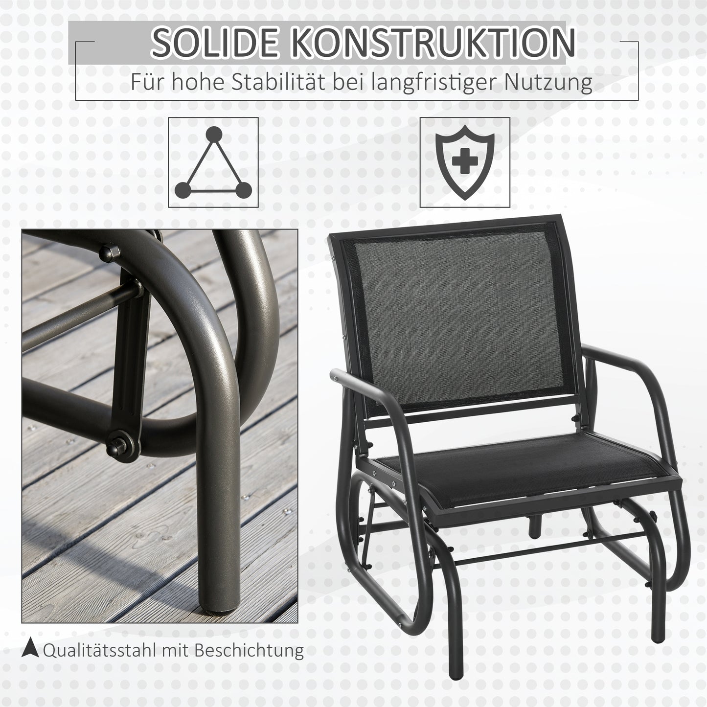 Tuinschommelbank – Tuinbank – Schommelstoel – Tuinmeubel – Loungestoel – Metalen Frame – Ademend Mesh – 2 Personen – Draagvermogen 200 kg