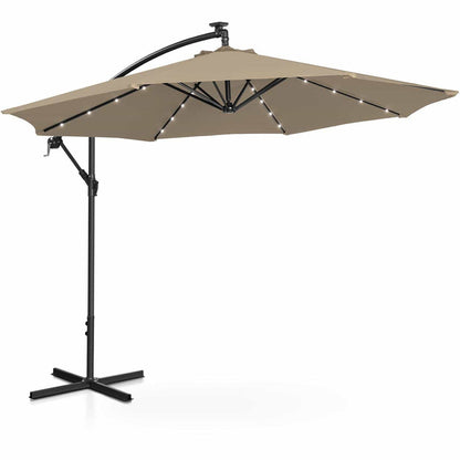Tuinparasol – Zweefparasol – Stokparasol – Balkonparasol – Strandparasol – Rond – 300 cm – Inklapbaar met LED-verlichting