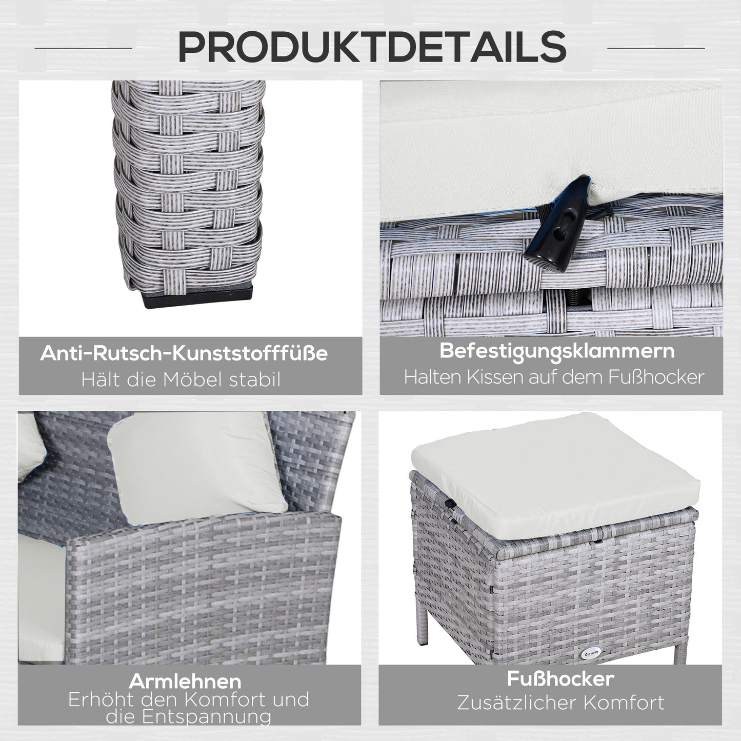 Tuinmeubelset – Loungeset – Zitgroep – Loungeset Met Tafel – 5-delig – Weerbestendig – Aluminium Frame Met Glasplaat