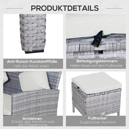 Tuinmeubelset – Loungeset – Zitgroep – Loungeset Met Tafel – 5-delig – Weerbestendig – Aluminium Frame Met Glasplaat