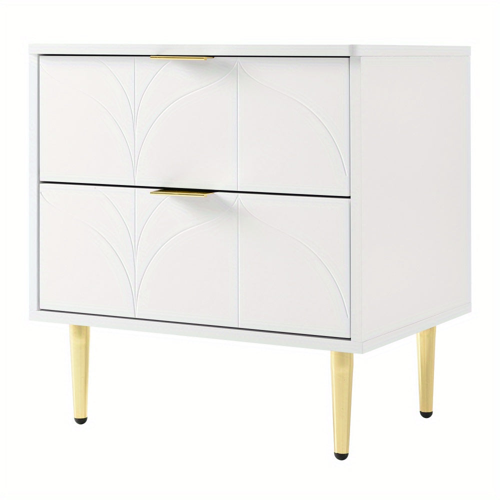 Nachtkastje – Bedkastje – Bedtafel – Slaapkamerkastje – Ladekast – Hoogglans Wit – Set Van 2 – Anti-Bots Hoeken – 2 Lades – Compact Formaat 50x40x54 cm