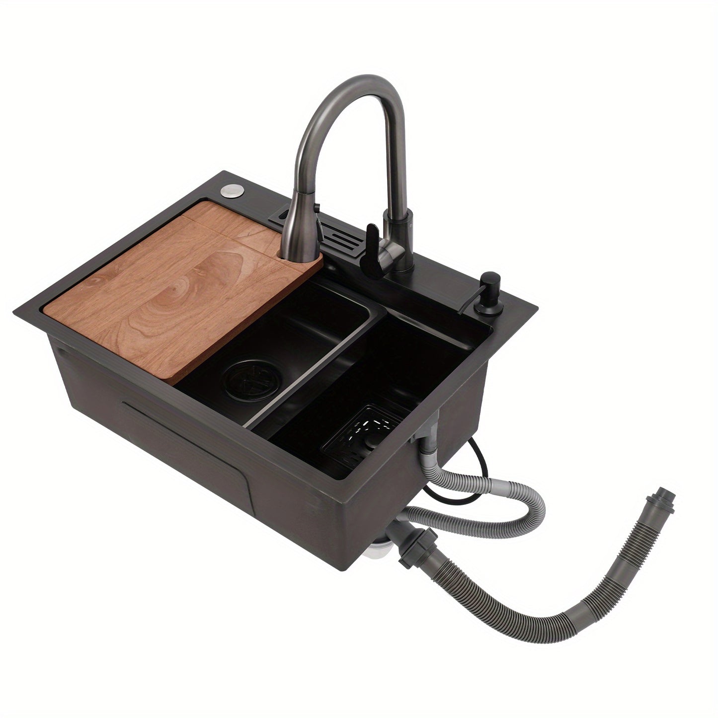 Sink set-60*45-Small waist pumping tap, stainless Steel Golden Rectangular Sink for Kitchens, Restaurants, Cafes, Bars, Hotels