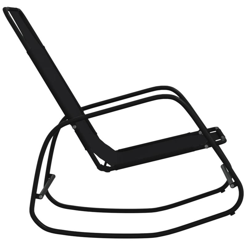 2-Piece Steel and Textilene Black Folding Rocking Chair Set – Large, Padded, Portable, and Sturdy Rocking Chair for Camping, Patio, Garden, and Outdoor Use, Perfect for Adults