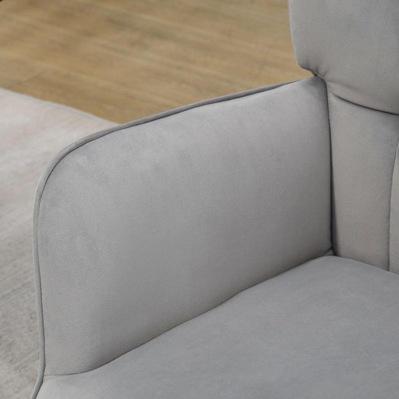 Fauteuil – Lounge Stoel – Relaxfauteuil – Draaifauteuil – Armstoel – Lichtgrijs – Gestoffeerd – Inclusief Voetenbankje – Houten Frame – Maximaal 120 kg Belastbaar
