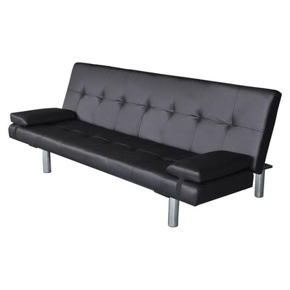 Slaapbank – Bedbank – Bedbankje – Slaapsofa – Bedbankje Zwart – Verstelbare Rugleuning – Robuust Houten Frame Met Kunstleer