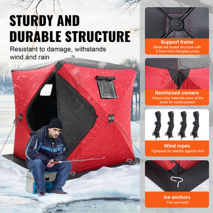 IJsvis Tent – Ijsvissententje – Vistent – Pop-up Tent – Schuiltent – Ruimte voor 3-4 Personen – Lichtgewicht Waterafstotend Polyester – Snelle Opzet