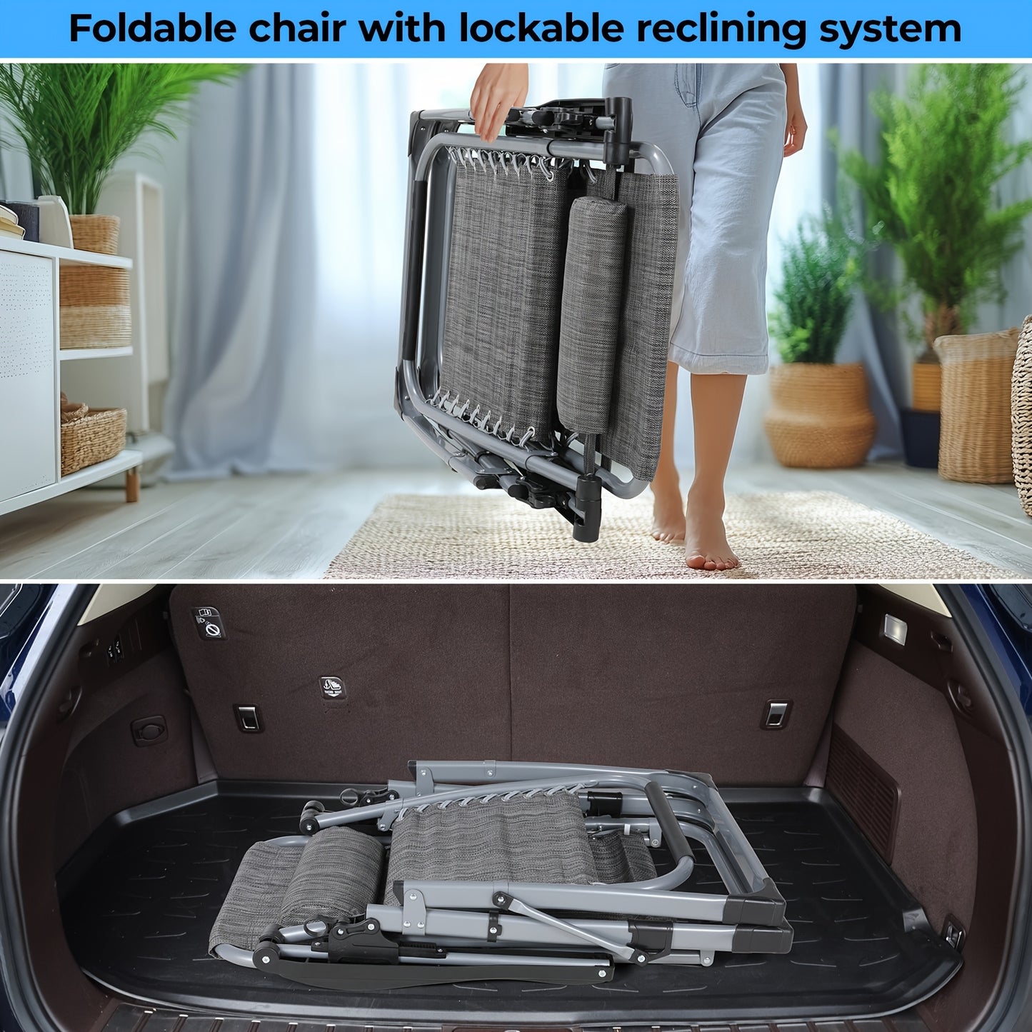 Lounge Stoelen – Tuinstoelen – Klapstoelen – Campingstoelen – Balkonstoelen – Set Van 2 Met Tafeltje En Kussen – Duurzaam Teslin Materiaal – Inklapbaar En Lichtgewicht