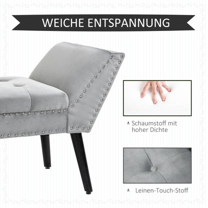 Gestoffeerde Bank – Zitbank – Bench – Slaapkamerbank – Halbank – Lichtgrijs Fluweel – Hoogwaardige Schuimzitting – Stevig Rubberhout Frame