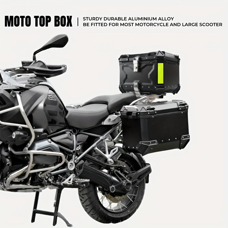 Motorbagagebox – Motorbox – Topkoffer – Bagagekoffer – Motorkoffer – 65 Liter – Aluminium – Waterdicht – Universeel – Met Beveiligingsslot – Zwart