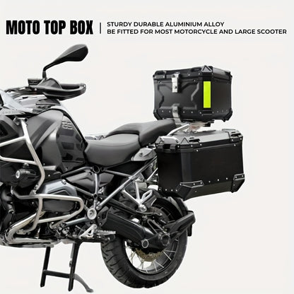 Motorbagagebox – Motorbox – Topkoffer – Bagagekoffer – Motorkoffer – 65 Liter – Aluminium – Waterdicht – Universeel – Met Beveiligingsslot – Zwart
