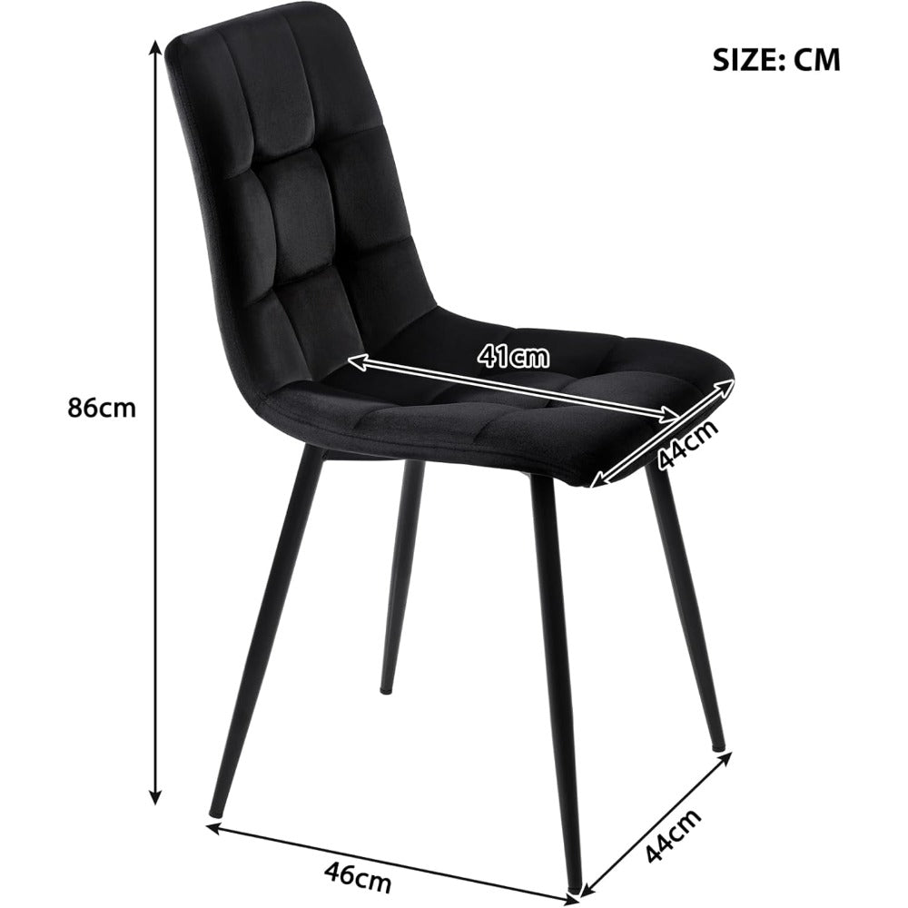 Eetkamerstoel – Stoel – Dining Chair – Designstoel – Velours Stoel – Set van 4 – Fluwelen Bekleding – Metalen Poten – Zitbreedte 44 cm – Puntig Modern Design