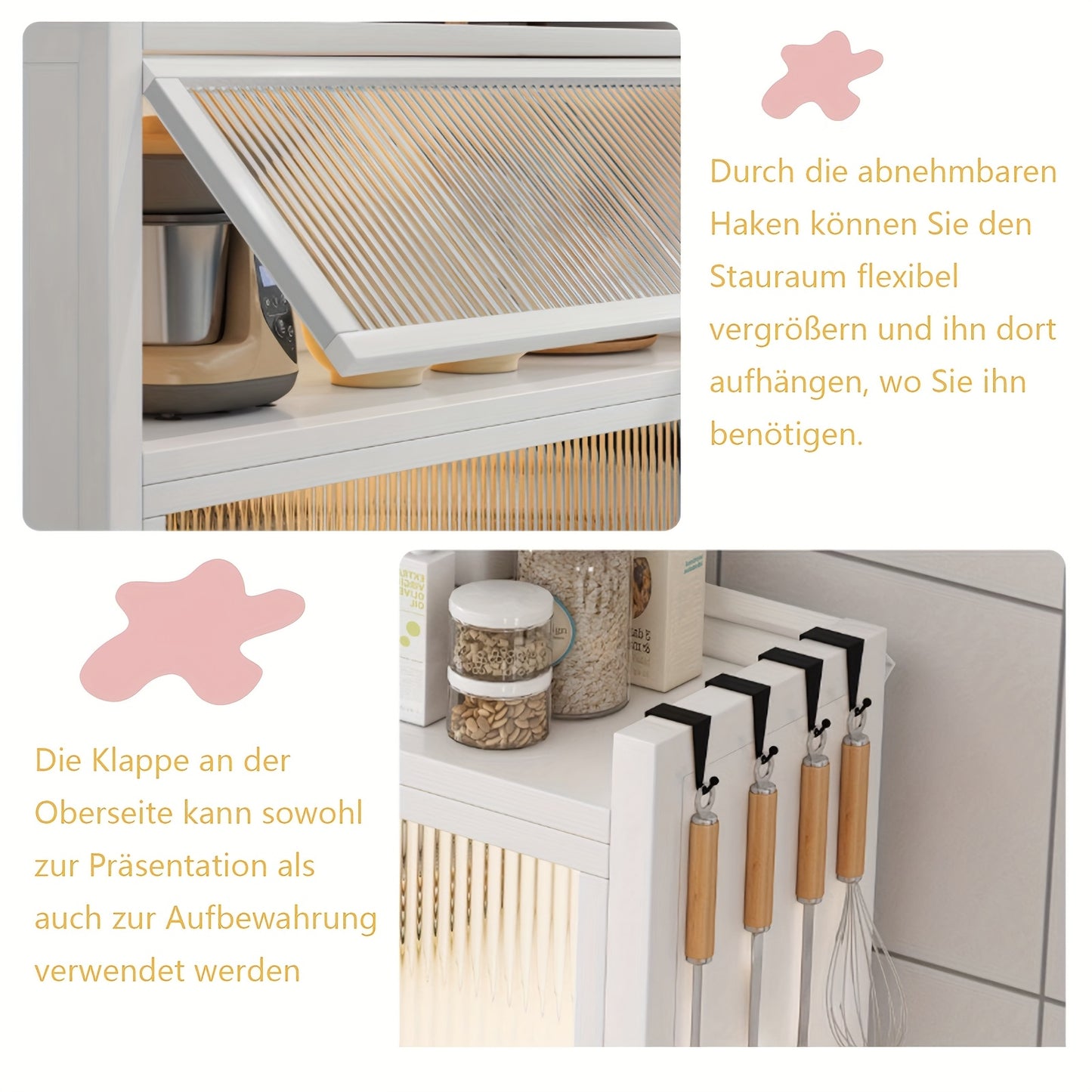 Keukenkast – Opbergkast – Magnetronkast – Hoge Kast – Keukenrek – Met Wieltjes – 5 Verstelbare Planken – Zwart Metaal 160x86x36 cm