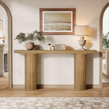 Farmhouse Console Table – Sidetable – Sofa Tafel – Haltafel – Wandtafel – 63 Inch – Wit MDF – Ruimtebesparend Smal Design – 90 KG Draagvermogen