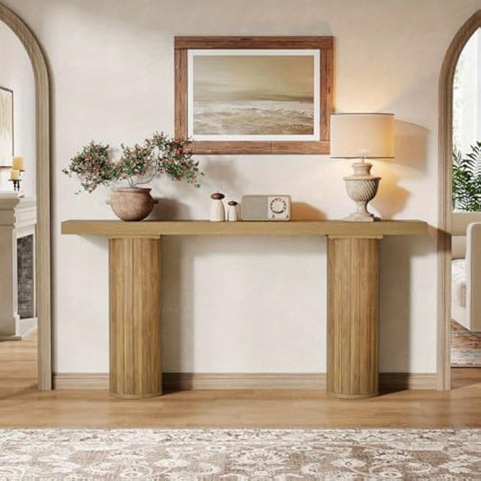 Farmhouse Console Table – Sidetable – Sofa Tafel – Haltafel – Wandtafel – 63 Inch – Wit MDF – Ruimtebesparend Smal Design – 90 KG Draagvermogen