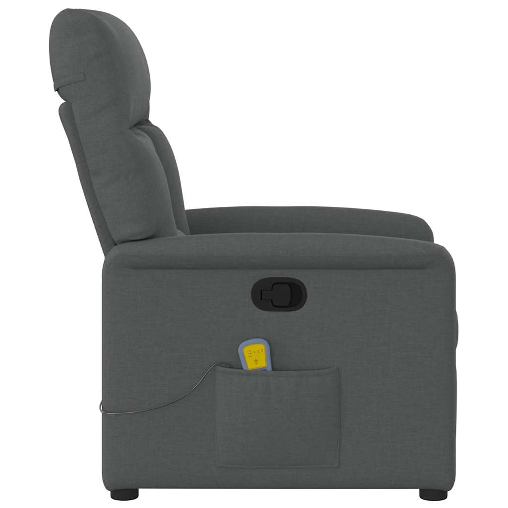 Massagestoel Verstelbaar – Relaxstoel – Luxe Massagestoel – Stoffen Stoel – Donkergrijs – 6-Punts Vibratiemassage – Handmatig Verstelbaar Tot 135°