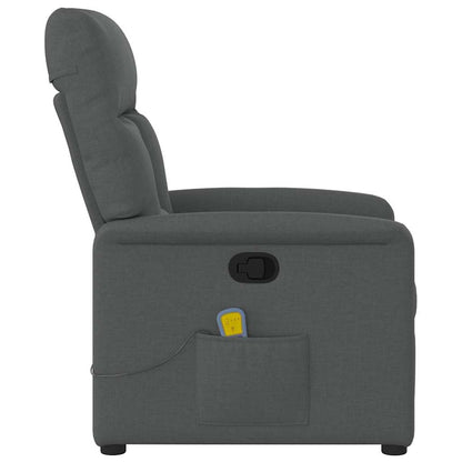 Massagestoel Verstelbaar – Relaxstoel – Luxe Massagestoel – Stoffen Stoel – Donkergrijs – 6-Punts Vibratiemassage – Handmatig Verstelbaar Tot 135°