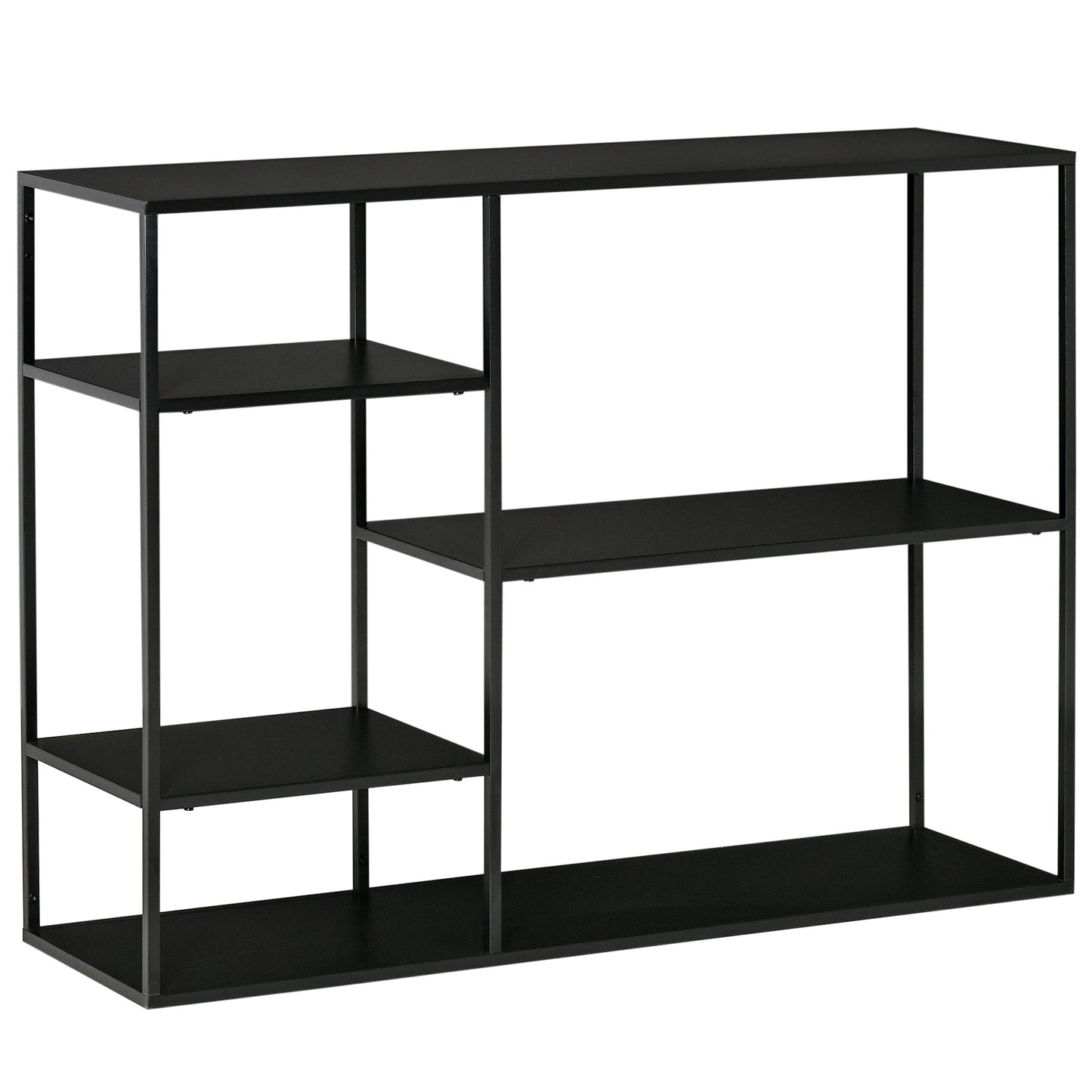 Boekenrek – Boekenkast – Opbergkast – Vakkenkast – Wandrek – Metaal Zwart – 120x35x87,5 cm – Duurzaam Gepoedercoat Staal – Kantelvaste Moderne Opbergoplossing