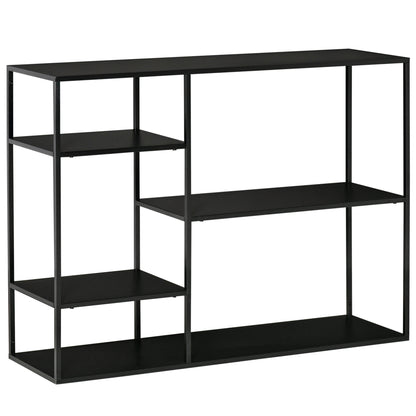 Boekenrek – Boekenkast – Opbergkast – Vakkenkast – Wandrek – Metaal Zwart – 120x35x87,5 cm – Duurzaam Gepoedercoat Staal – Kantelvaste Moderne Opbergoplossing