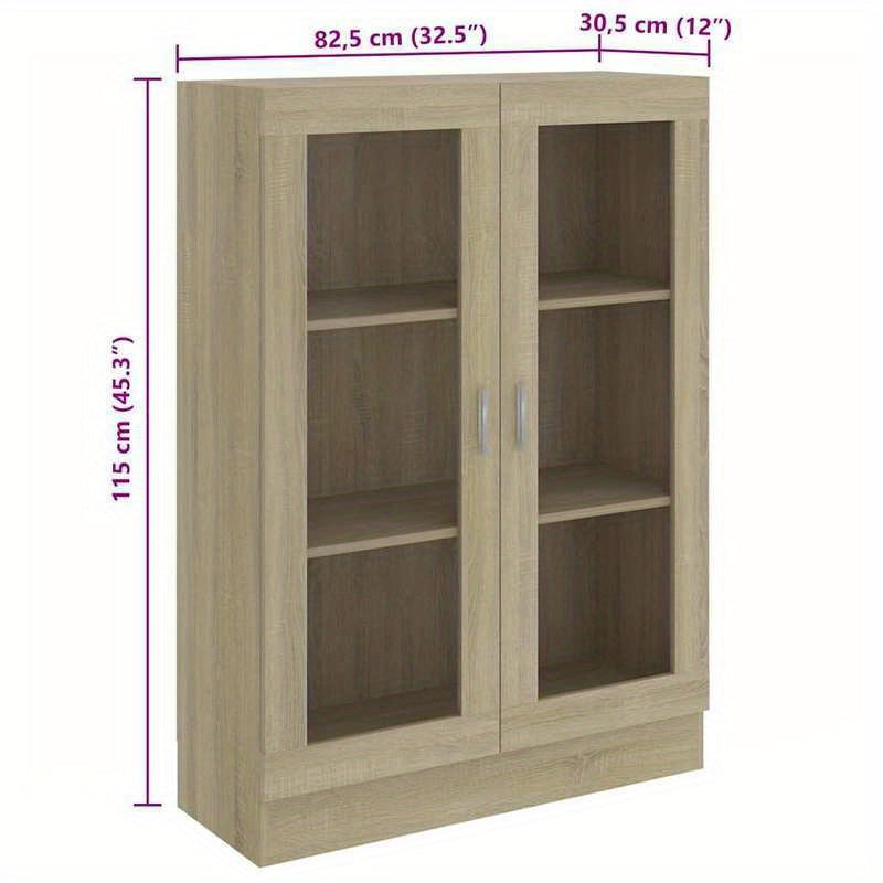 Vitrinekast – Opbergkast – Glazen Kast – Displaykast – Showkast – 82,5x30,5x115 cm – Massief Hout en Metaal – Stijlvol Europees Design